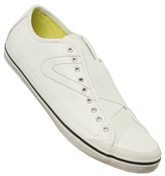 White Leather Slip On Plimsoles