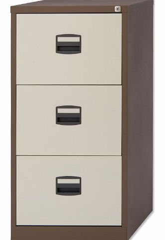 Trexus Filing Cabinet Steel Lockable 3-Drawer W470xD622xH1016mm Brown and Cream