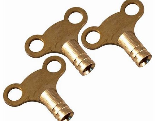 Triple A Online Ltd x 3 RADIATOR CENTRAL HEATING MAINTENANCE BLEED BLEEDING AIR KEY KEYS SOLID BRASS PLUMBING TOOL (R-KEY)