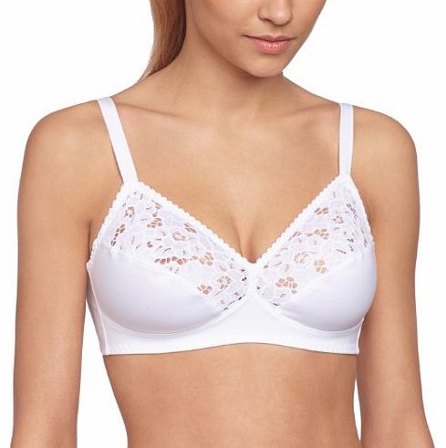 Triumph Cotton Lace Comfort, Non Wired Bra Full Cup Womens Bra White 38A