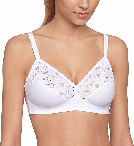 Triumph Cotton Lace Comfort, Non Wired Bra Full Cup Womens Bra White 38D