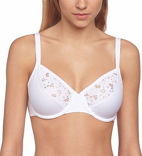 Triumph Cotton Lace Comfort Underwired Bra Full Cup Womens Bra White 34B