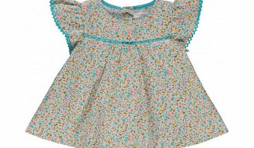 TROIZENFANTS Mahe flowers blouse Turquoise `3 months,12