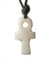 White Bone Ankh Cross Necklace