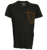 Black V-Neck Pocket Horseshoe