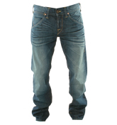 Blue Denim Straight Leg Jeans