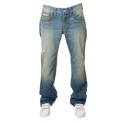 Distressed Straight Leg Jeans