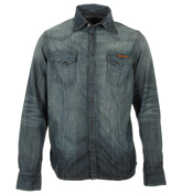 Franco Slanted Dark Denim Shirt