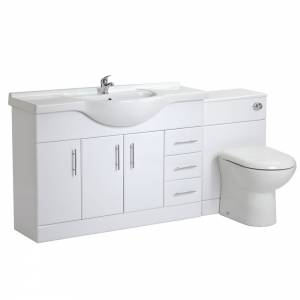 1200mm White Gloss Vanity Storage Unit Basin