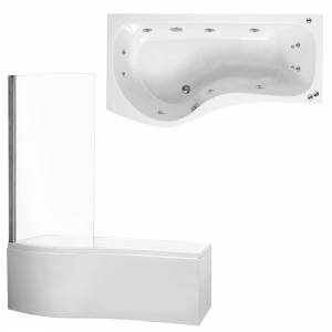 Trueshopping 1700mm Showerbath with Whirlpool