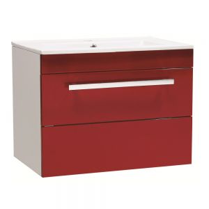 600mm Red Gloss Wall Hung Cabinet & Basin