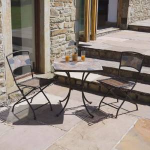 Garden Patio Bistro Set: Slate Top Dining Table