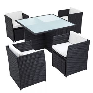 Trueshopping Helena Outdoor Rattan Cube Patio Dining Set 4