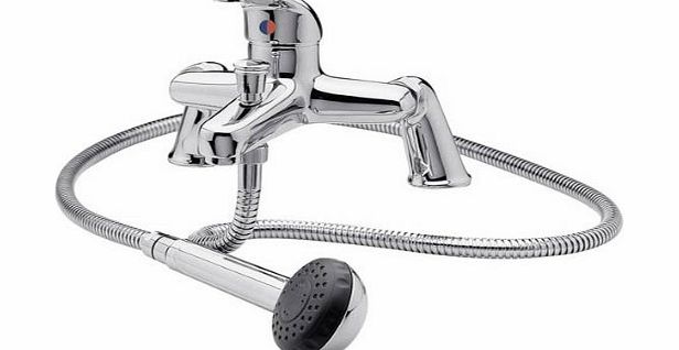 Trueshopping Modern Chrome Deck Mounted Bathroom Single Lever Bath Shower Mixer Kit Tap including Handset Wall Bracket