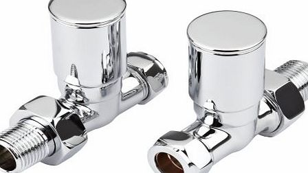 Trueshopping New Modern Chrome Central Heating Towel Rail Radiator Valves Taps 15mm Straight Pair NEW