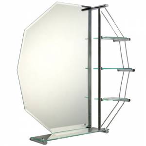 Octagon Bathroom Mirror with Shelves