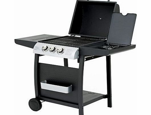 Trueshopping Tru Grill Outdoor Garden amp; Patio Gas Barbecue with 2 Burners, One Side Burner and Weather Cover 1100mm x 590mm x 900mm, cooking area of 445mm x 415mm Camping