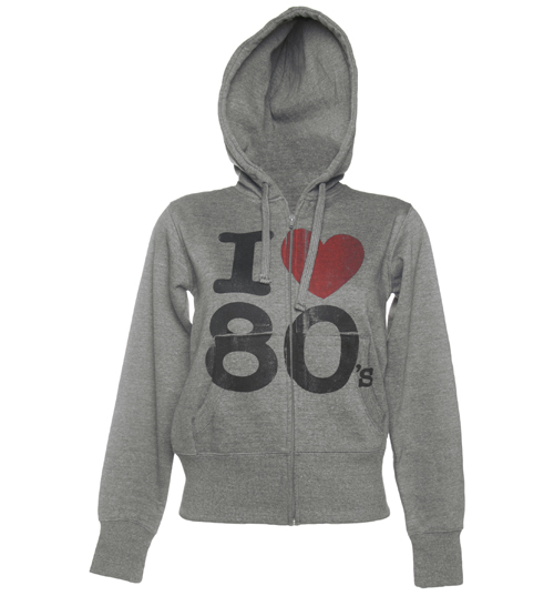 Heather Grey Ladies I Heart The 80s Zip Up