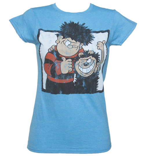 Ladies Heather Blue Beano and Gnasher T-Shirt