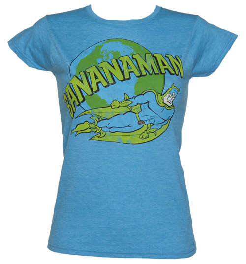 Ladies Heather Blue Retro Bananaman T-Shirt