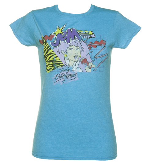 Ladies Heather Blue Retro Jem And The Holograms