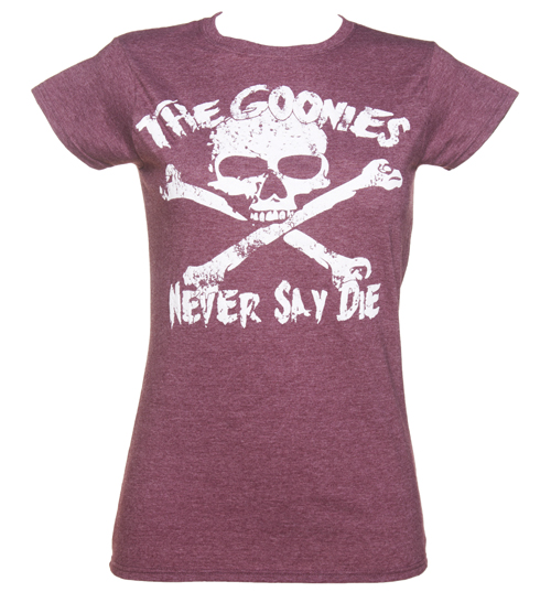 Ladies Heather Maroon Goonies Never Say Die