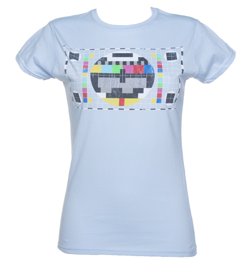 Ladies Light Blue Retro TV Test Pattern T-Shirt