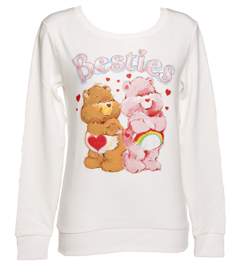 Ladies Sugar White Care Bears Besties Sweater