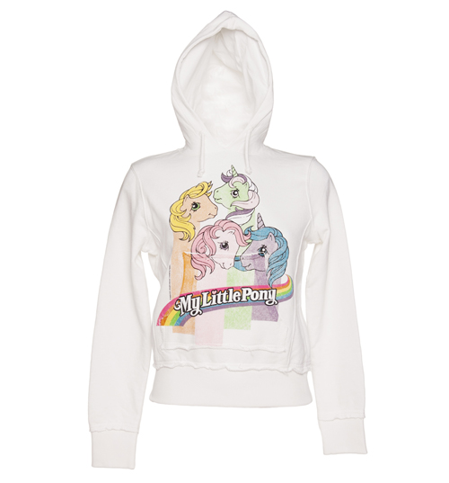 Ladies Sugar White My Little Pony Stripes Hoodie