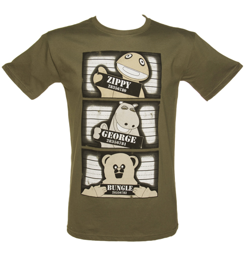 Mens Khaki Rainbow Mugshot Lineup T-Shirt