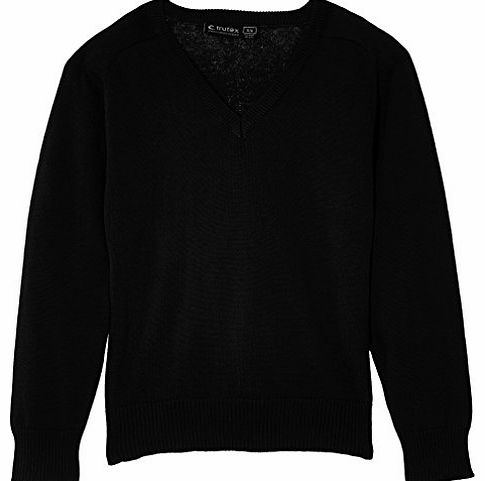 Trutex Limited Boys Cotton V Neck Plain Jumper, Black, 14 Years (Manufacturer Size: Medium)