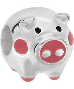 Truth Cutie Sterling Silver Enamel Pig Charm
