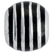 Truth Sterling Silver Black Enamel Stripey Charm