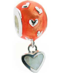 Truth Sterling Silver Orange/White Mop Heart Droplet
