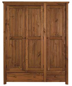 Tulum 3 Door 3 Drawer Wardrobe - Dark Finish