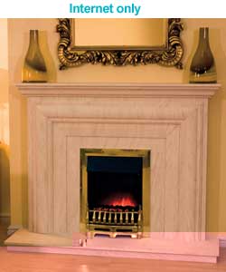 Tuscany Limestone Fireplace and Electric Fire