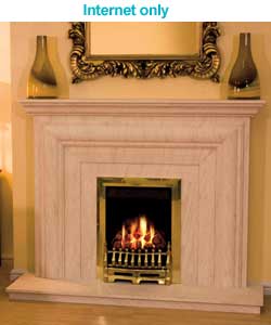 tuscany Limestone Fireplace and Gas Fire