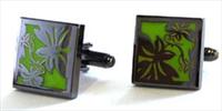 Green Vine Cufflinks (Black Metal) by