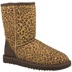 Female Classic Short Leopard Suede Upper Casual in Beige and Brown