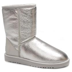 Female Classic Short Metallic Leather Upper Alternative in Silver