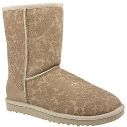 Ugg Female Classic Short Paisley Suede Upper Fashion Large Sizes in Stone