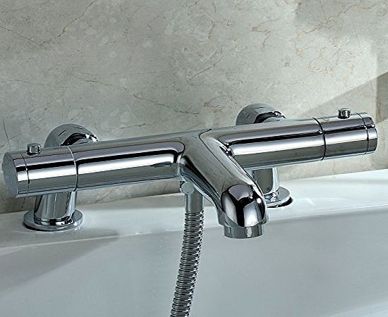 UKtapstores THERMOSTATIC BATH SHOWER MIXER TAP DECK PILLAR CHROME TAPS SET 10 YEARS WARRANTY