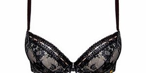 Hallie plunge black lace bra