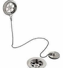 Chrome Retainer Bath Waste with brass plug & ball chain