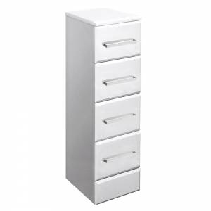 High Gloss White 300mm x 300mm 4 Drawer Unit