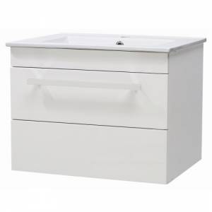 White Gloss 600mm Wall Mounted Basin and