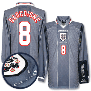 Umbro 96-97 England Away L/S shirt Players   Gascoigne 8