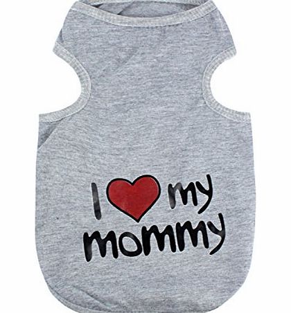 Umiwe TM) Cute I Love Mommy Printed Pet Dog Polyester T Shirt (Grey,M) With Umiwe Accessory Peeler