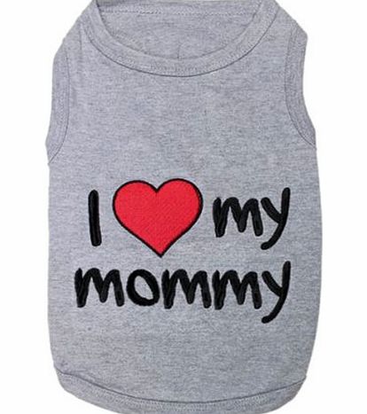 Umiwe TM) Cute I Love Mommy Printed Pet Dog Polyester T Shirt (Grey,S) With Umiwe Accessory Peeler