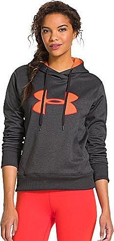 Womens Big Logo Applique Moisture Repellent Sweatshirt - Carbon Heather/Citrus Blast/Neo Pulse. Medium